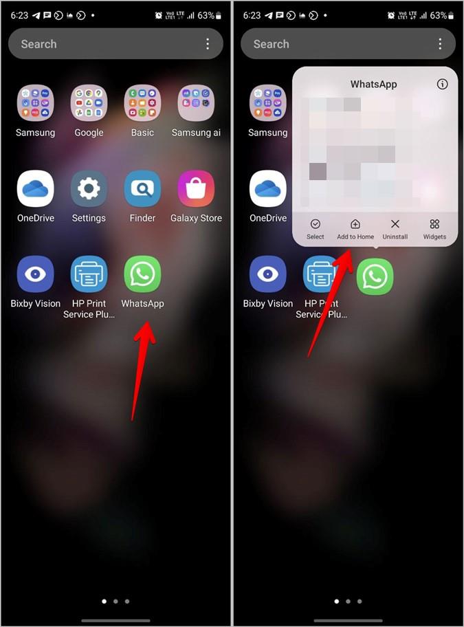 WhatsAppアプリのアイコンをホーム画面に置く方法