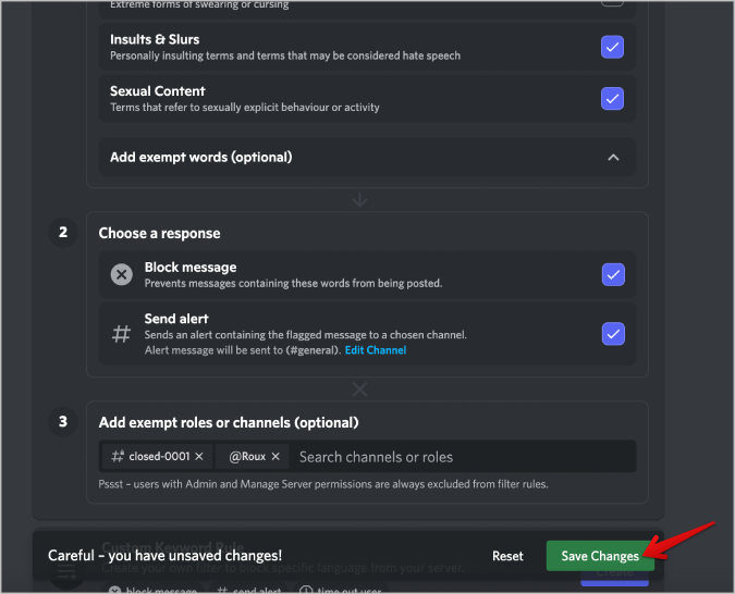 Discord でコンテンツモデレーションを設定して単語をブロックする方法