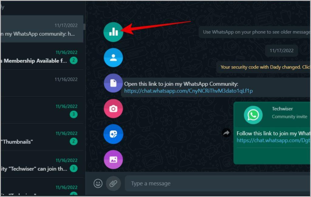 WhatsApp モバイル、デスクトップ、Web で投票を作成する方法