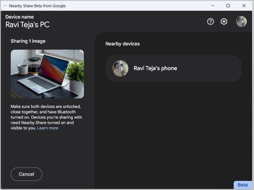 Nearby Share を使用して Android と Windows 間でファイルを共有する方法