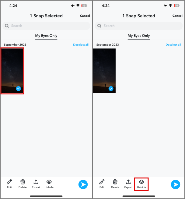 Snapchatで目だけを使う方法