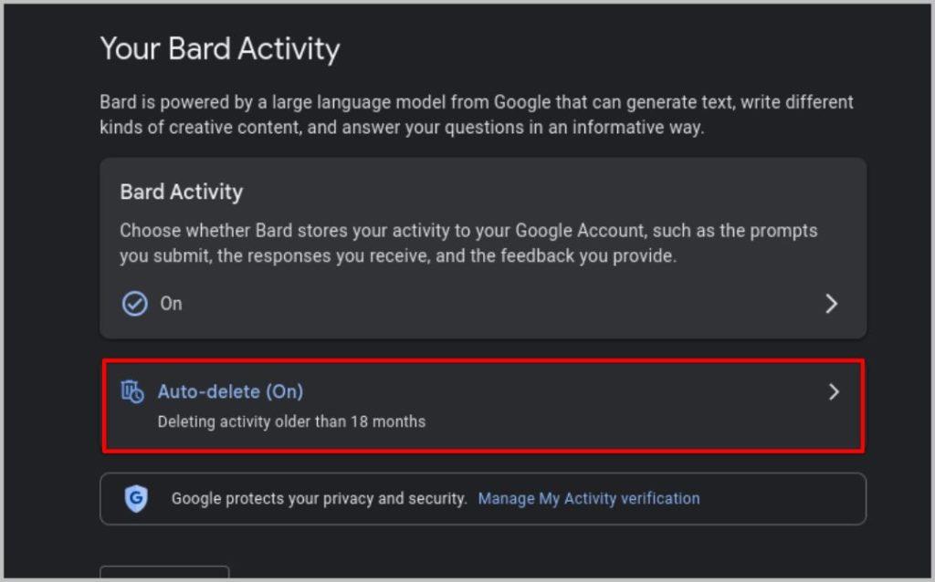 Google Bard の会話を削除する方法