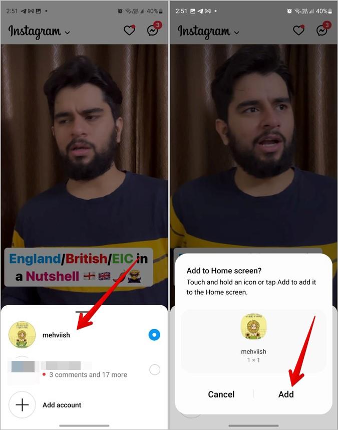 Instagramアプリのアイコンをホーム画面に置く方法