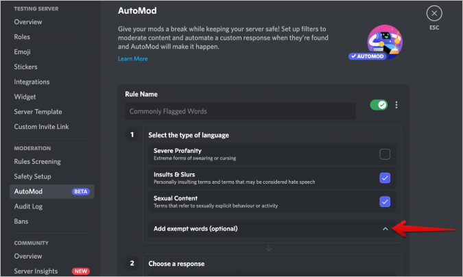 Discord でコンテンツモデレーションを設定して単語をブロックする方法