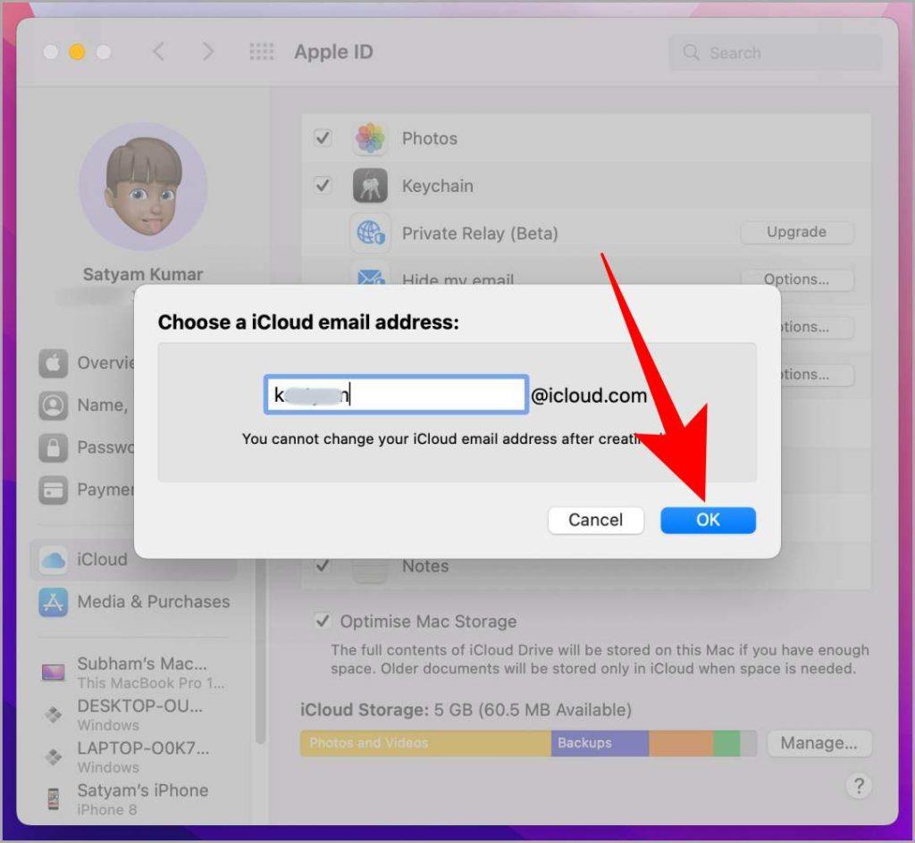 Mac と iPhone で iCloud 電子メール ID を作成する方法