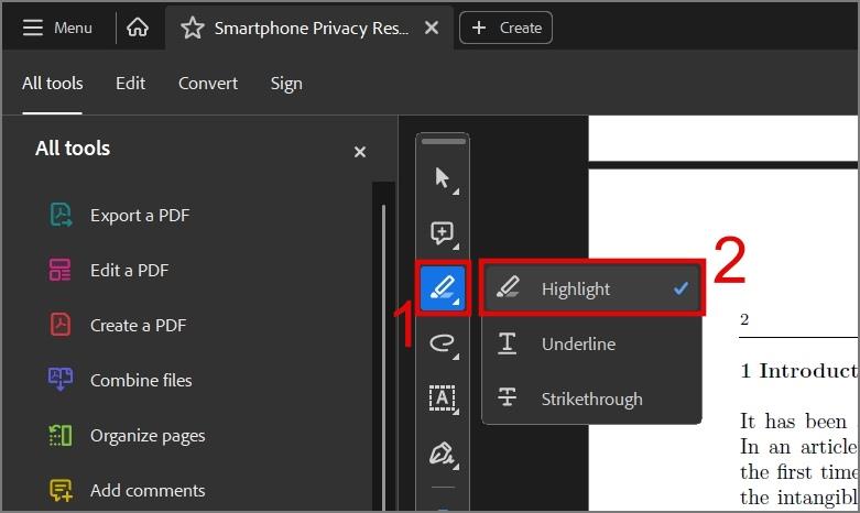 デスクトップまたはモバイルで PDF 内のテキストを強調表示する方法