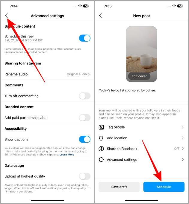 Instagramアプリで投稿とリールを無料でスケジュールする方法