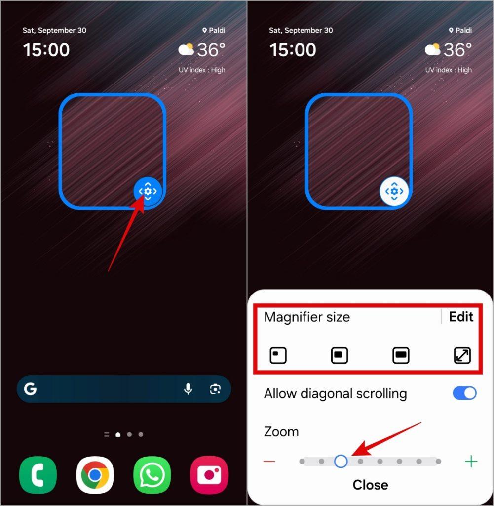 Samsung Galaxy スマートフォンで拡大鏡を使用する方法