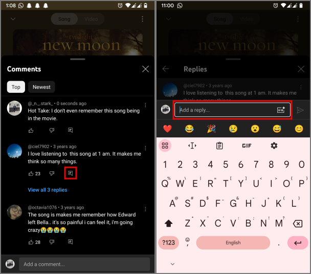 モバイルで YouTube Music の曲や動画にコメントする方法