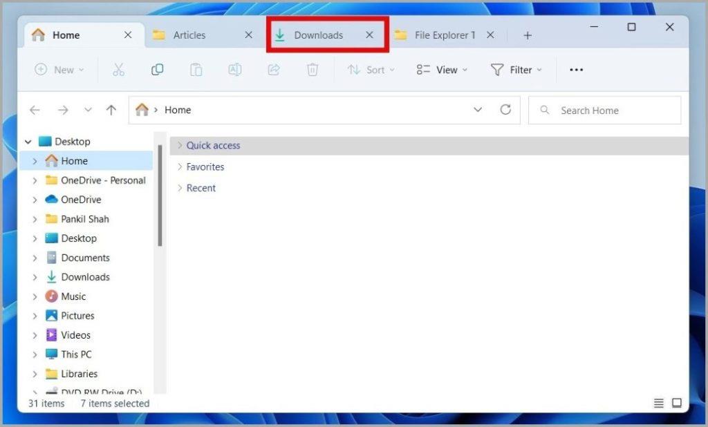 Windows 11 でファイル エクスプローラーのタブを使用する方法