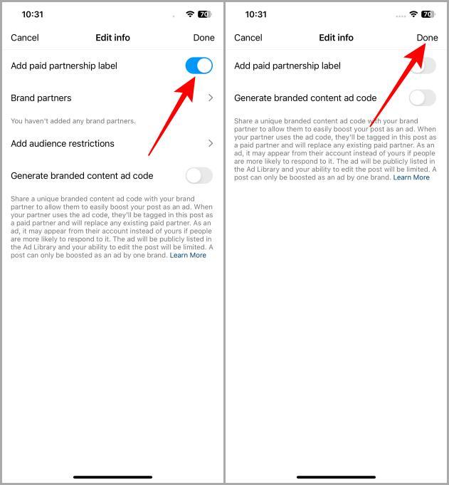 Instagramの投稿、リール、ストーリーに有料パートナーシップラベルを追加する方法