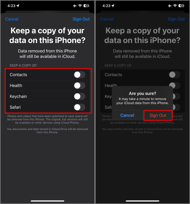 iPhone で Apple ID からログアウトするとどうなるか