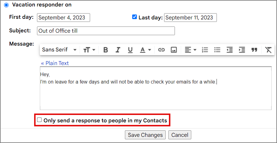 Gmail で不在通知を使用する方法