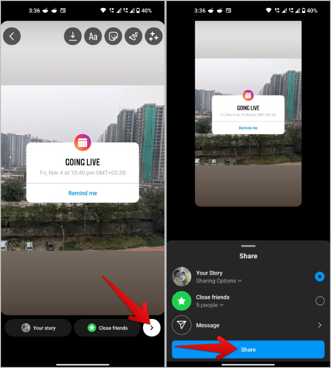 Instagramの投稿やストーリーにリマインダーを追加する方法