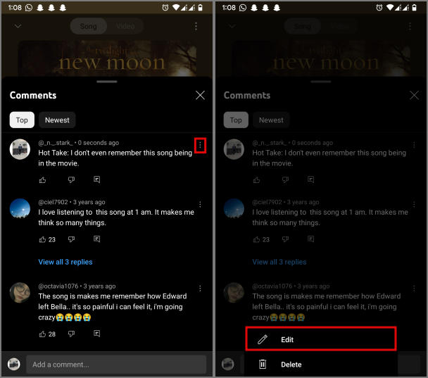 モバイルで YouTube Music の曲や動画にコメントする方法