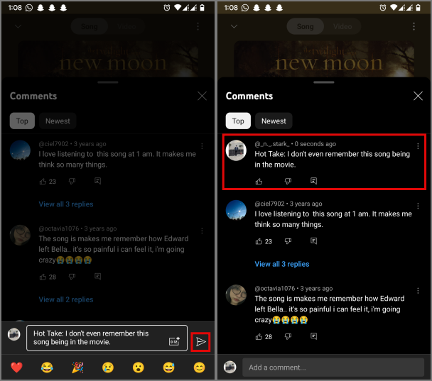 モバイルで YouTube Music の曲や動画にコメントする方法