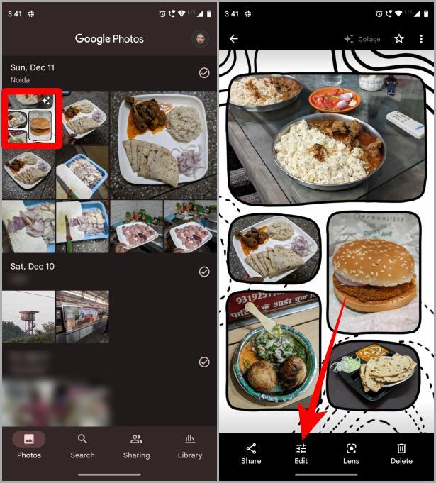 モバイルの Google フォトでコラージュを作成および編集する方法