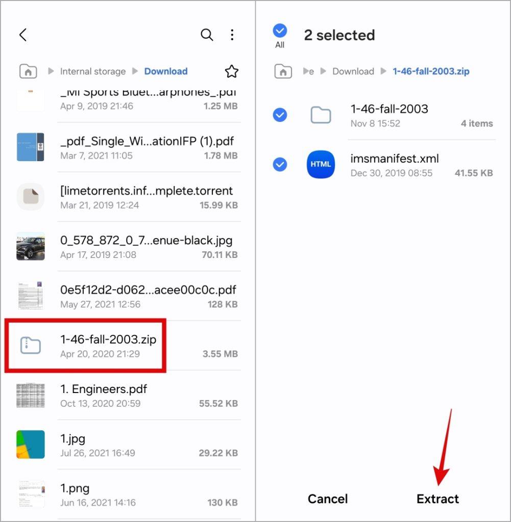 Samsung Galaxy スマートフォンで ZIP ファイルを作成して開く方法