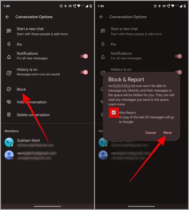 ウェブやモバイルの Google Chat で誰かをブロック、報告、ブロック解除する方法