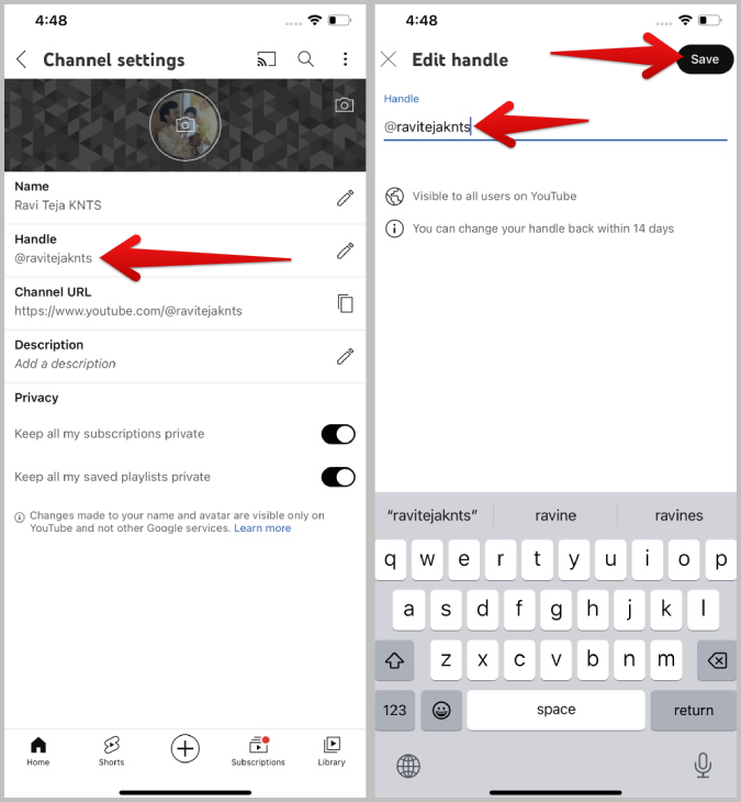 YouTube ハンドル/ユーザー名を設定または変更する方法