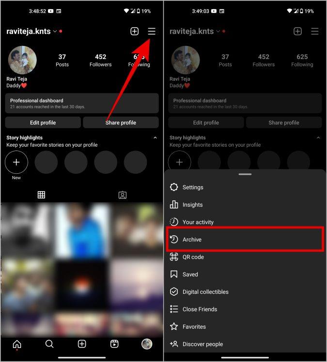 Instagramの投稿とストーリーを非表示/アーカイブする方法