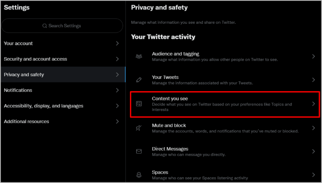 Twitter で機密コンテンツを表示、投稿、フィルターする方法