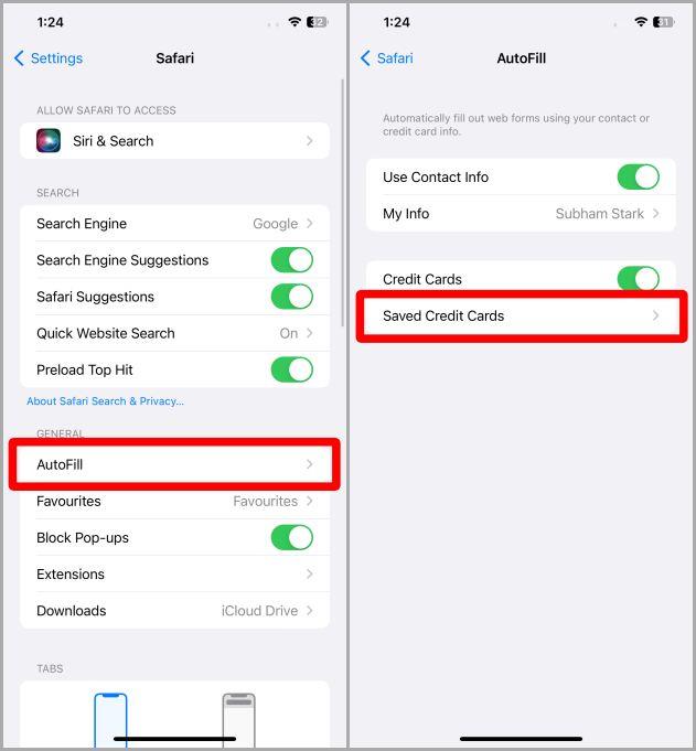 iPhoneのSafariでクレジットカードを追加、削除、更新する方法