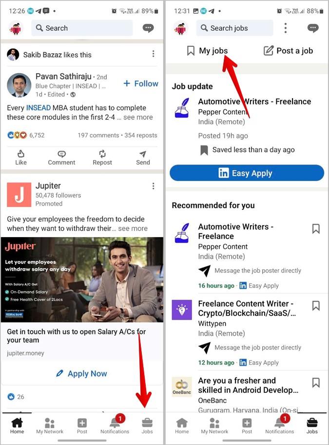 モバイルとデスクトップで LinkedIn の保存済み投稿と求人を検索する方法