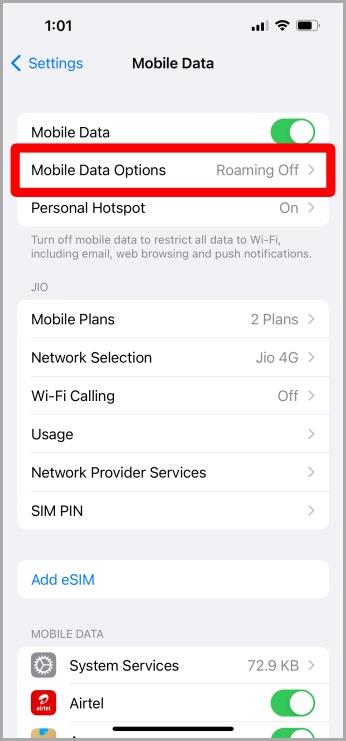 iPhoneでデータローミングをオンにする方法