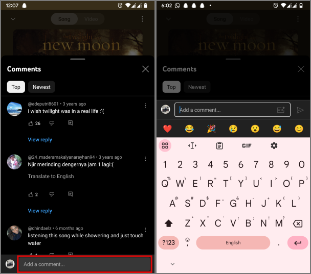 モバイルで YouTube Music の曲や動画にコメントする方法