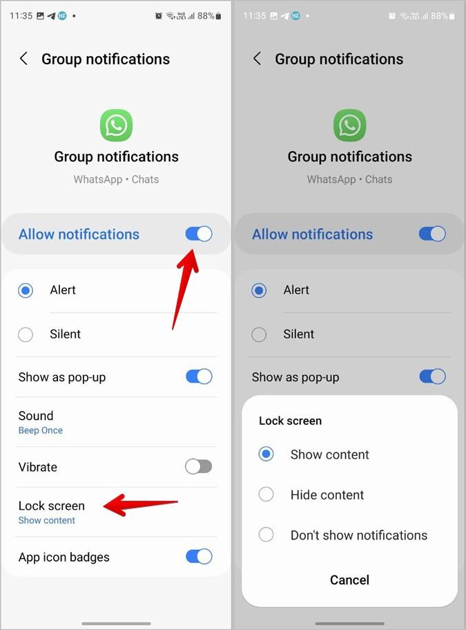 ロック画面とホーム画面で WhatsApp の通知を受け取る方法
