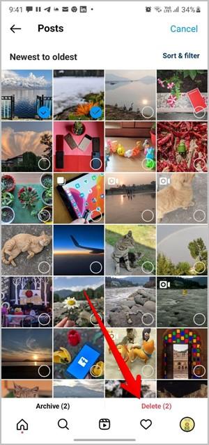 Instagramのすべての投稿を一度に削除する方法