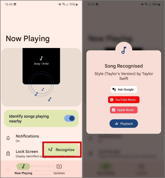 Samsung Galaxy スマートフォンで Now Playing を使用する方法