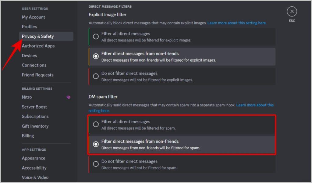 DiscordでスパムとDMをブロックする方法