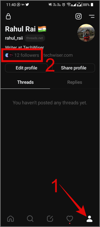 スレッド上で誰かをフォローまたはフォロー解除する方法