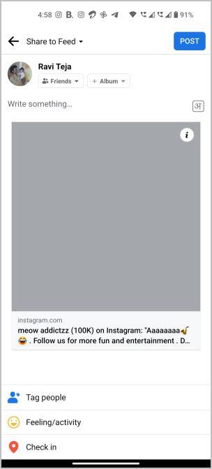Instagram リールを Facebook、ページ、グループ、メッセンジャーで共有する方法
