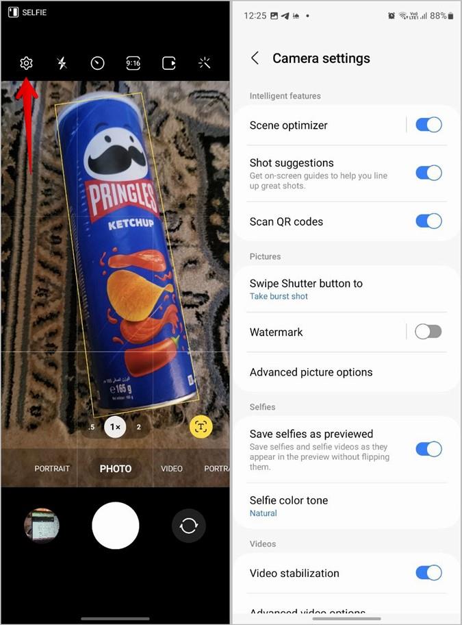 Samsung カメラ アプリのさまざまなアイコンの意味