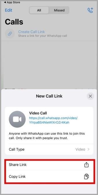 WhatsApp で通話リンクを作成して共有する方法