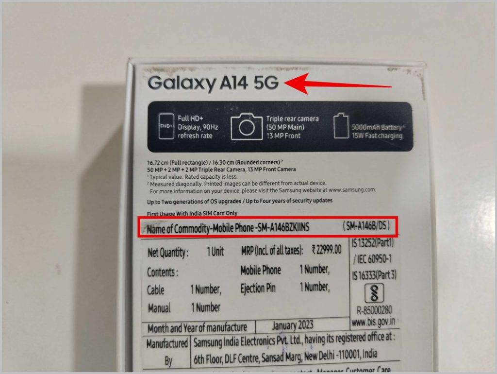 Android 携帯電話のモデル番号と名前は何ですか?