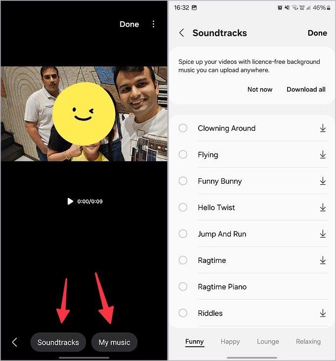 Samsung Galaxy スマートフォンの Studio を使用してビデオとショート ムービーを作成する方法