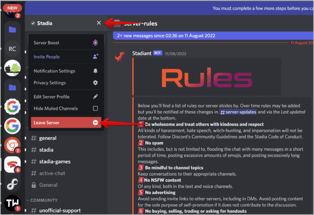 デスクトップとモバイルの Discord でサーバーを退会または削除する方法