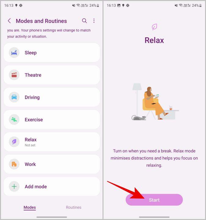 Samsung Galaxy 電話でモードを作成および管理する方法