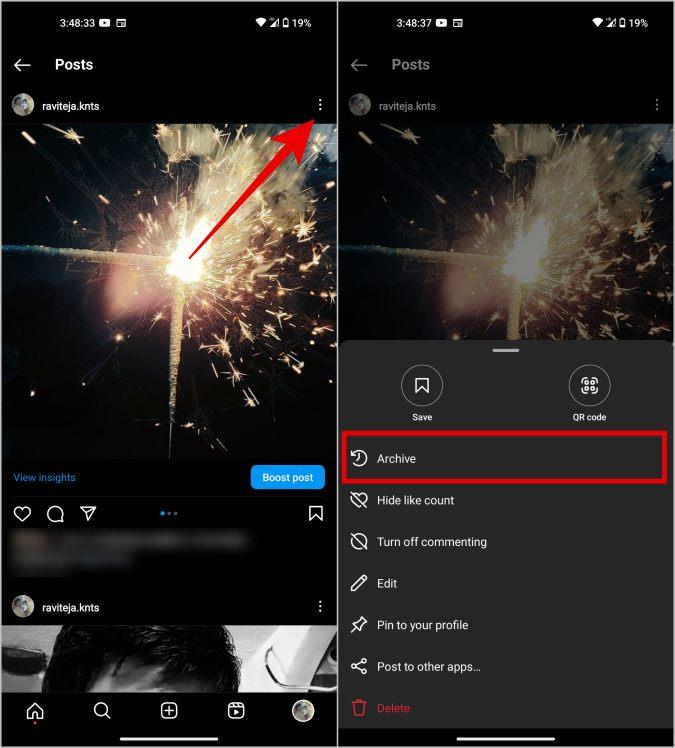 Instagramの投稿とストーリーを非表示/アーカイブする方法