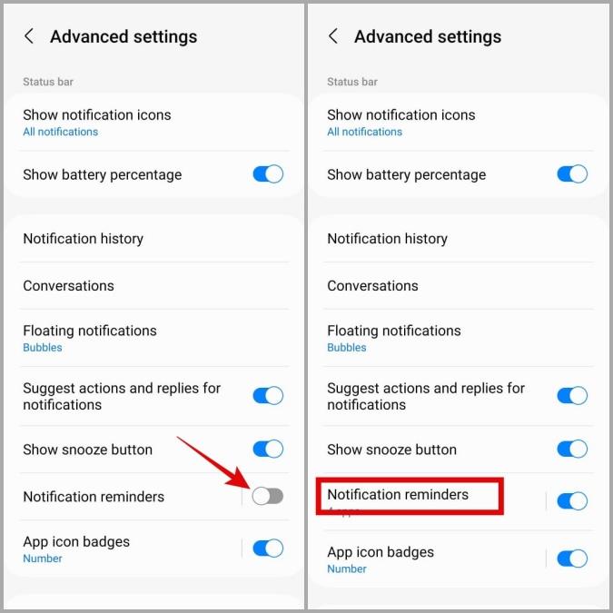 Samsung Galaxy Phone で通知リマインダーを有効にして使用する方法