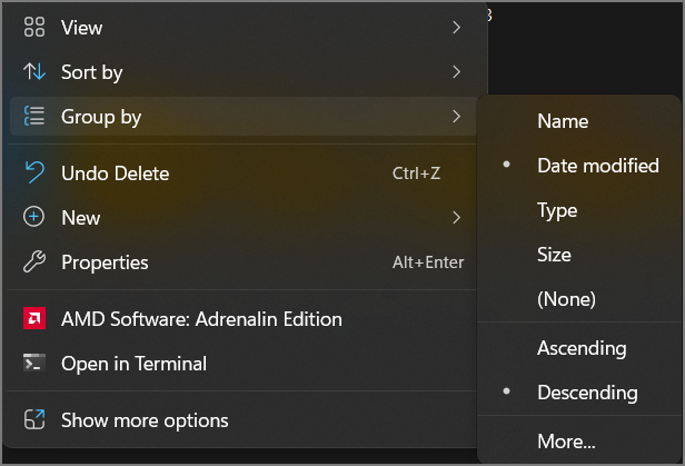 Windows のエクスプローラーでグループ化をオフにする方法