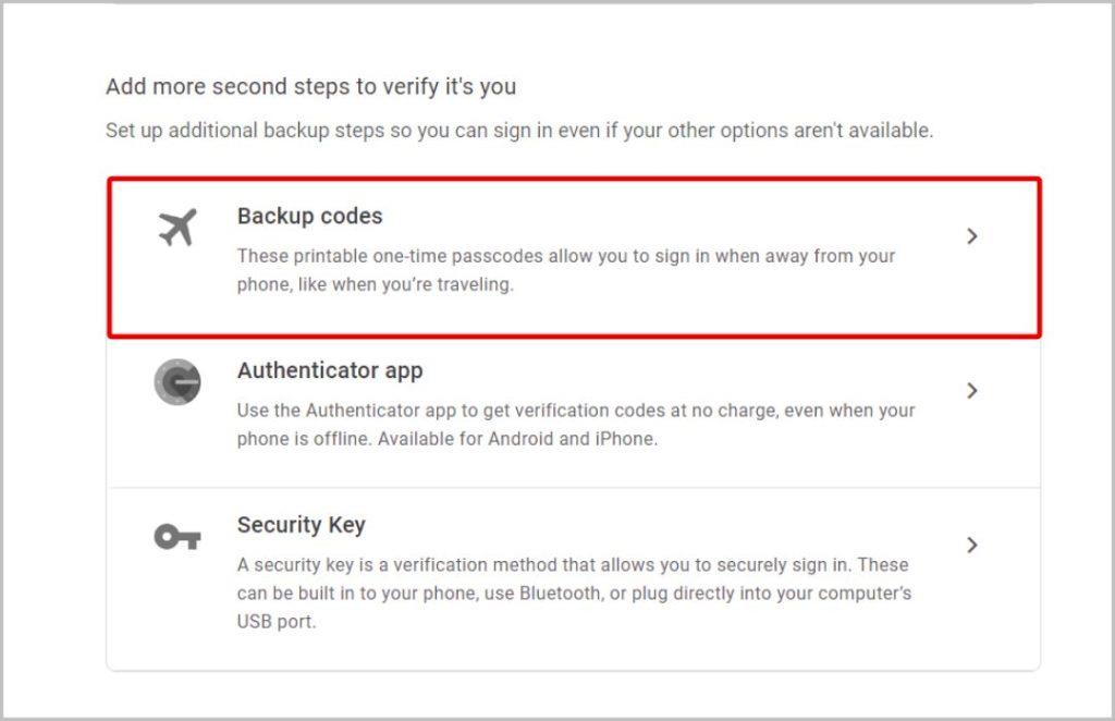 Googleからバックアップコードを生成する方法