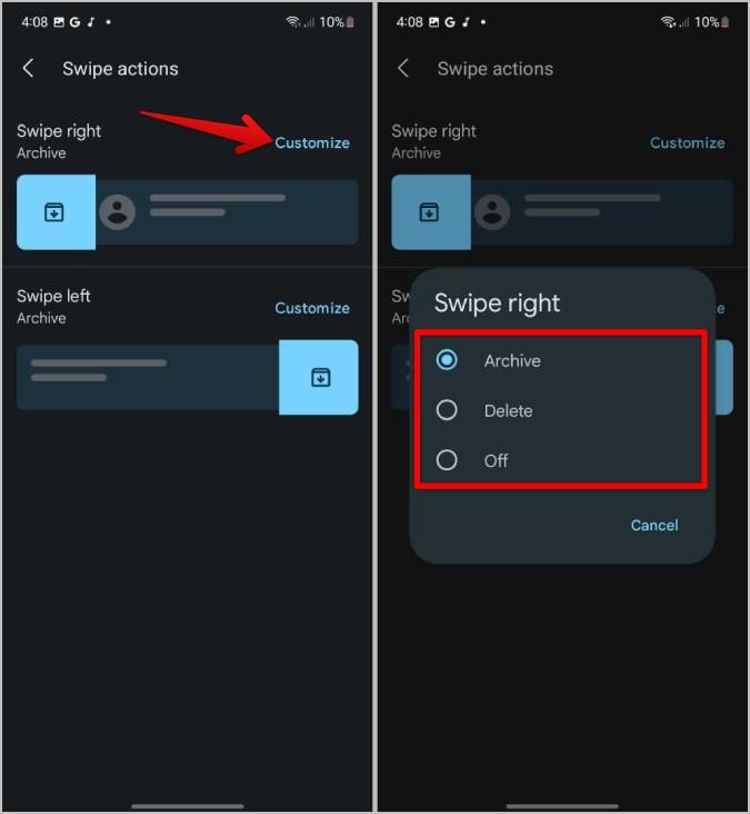 Googleメッセージでスワイプジェスチャーを設定する方法