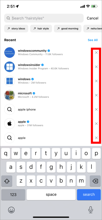 Instagramの検索履歴をクリアする5つの方法