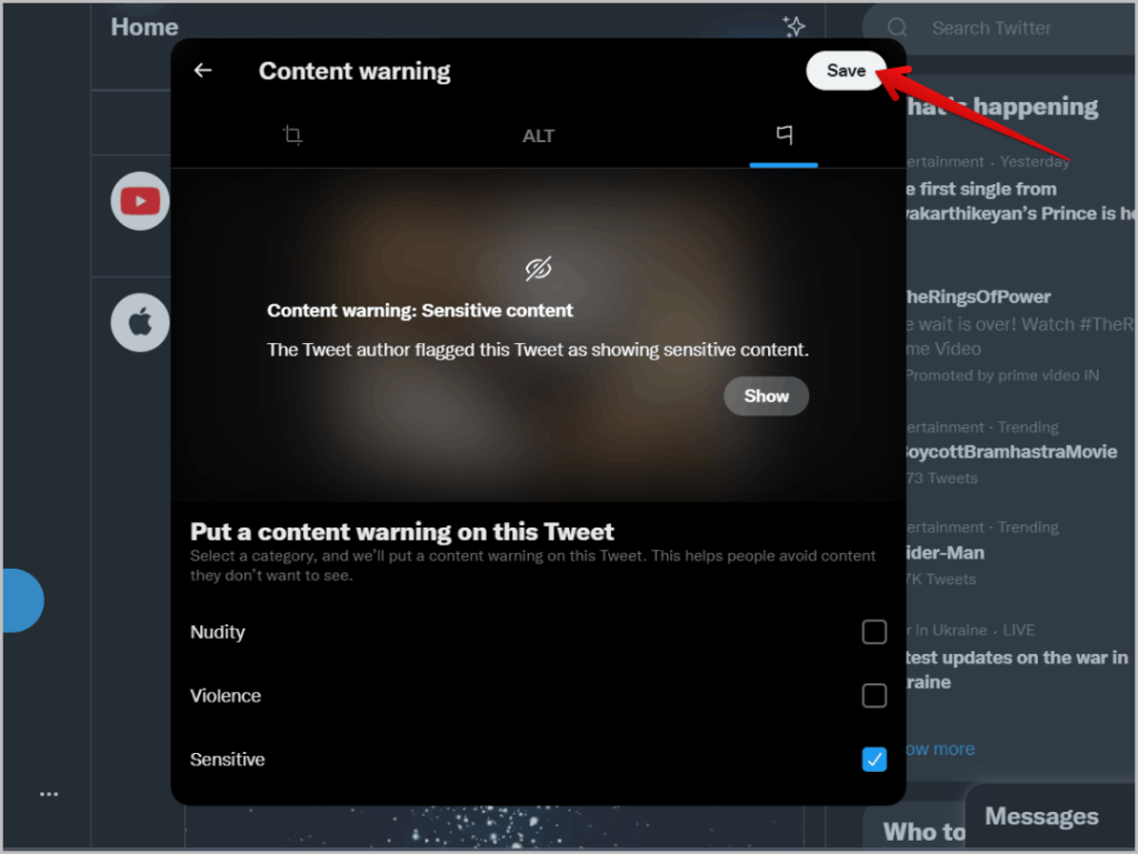 Twitter で機密コンテンツを表示、投稿、フィルターする方法