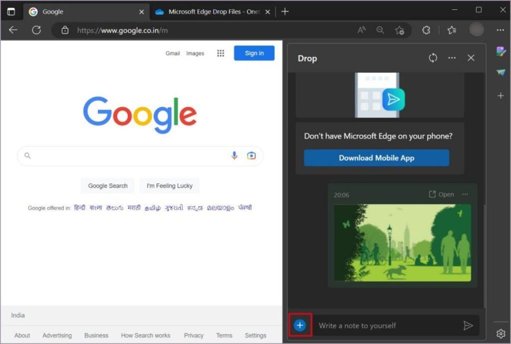 Edge ブラウザのドロップ機能を使用してファイルを共有する方法